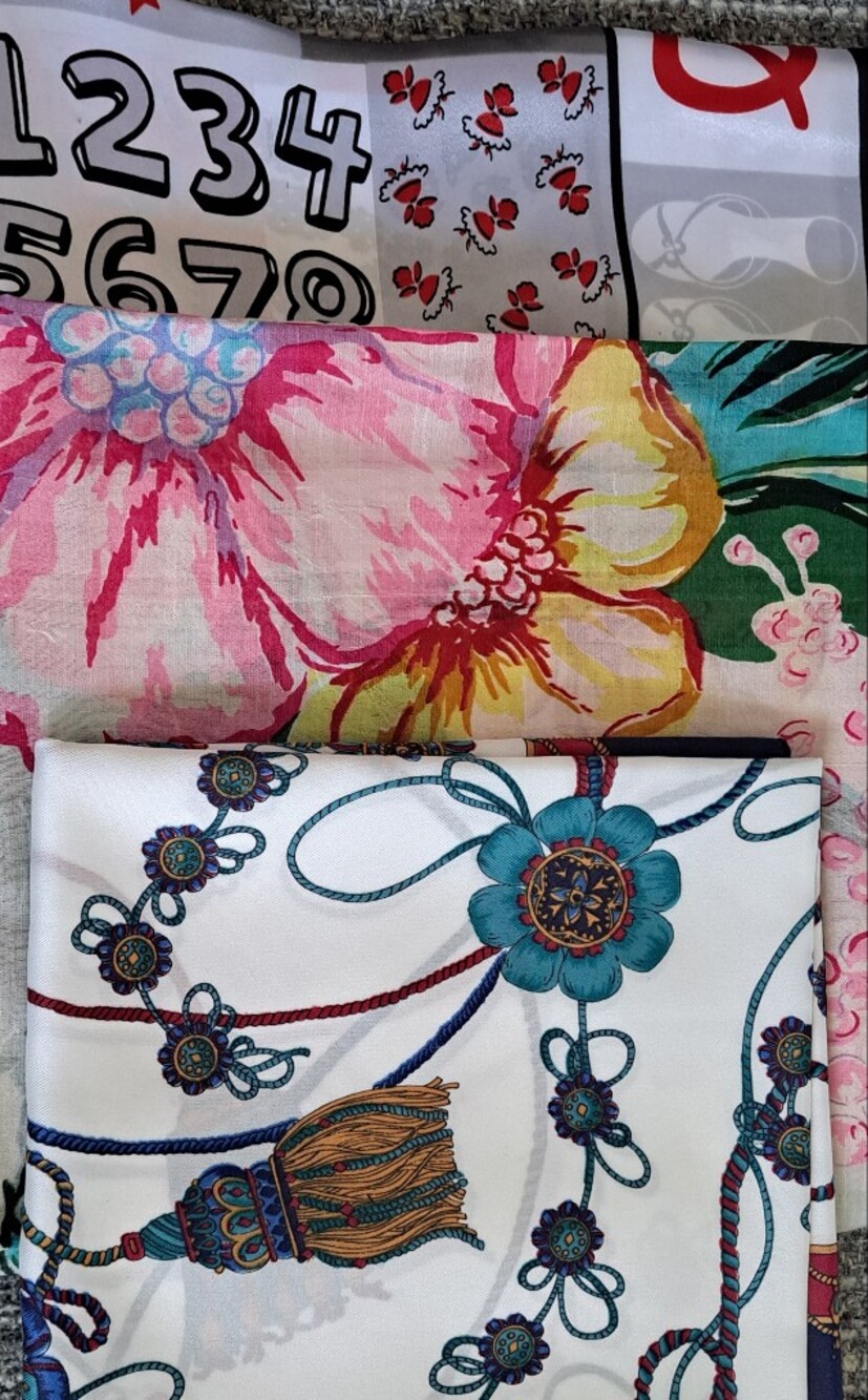Vintage-Inspired Tassel & Chain Scarf, Floral Scarf and Number Scarf Bundle